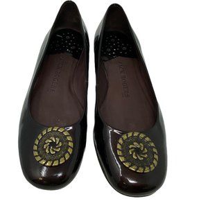 Jack Rogers Medallion Patent Leather Brown Flats‎ 8